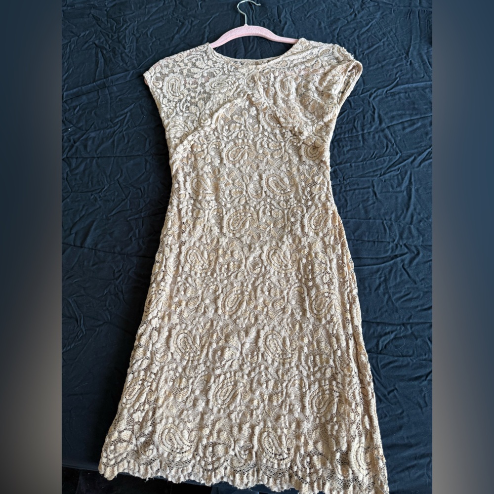 Sophisticated Beige Lace Dress